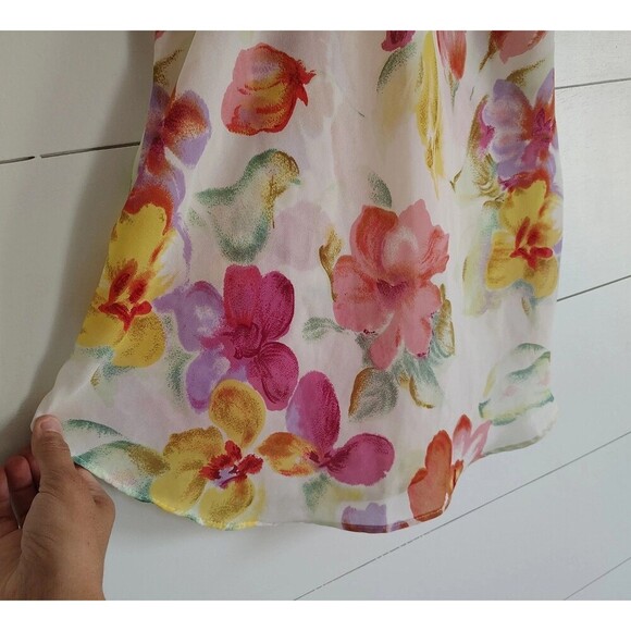 Vtg 90s Romantic Moods Slip Nightie Floral Bow Coquette Semi Sheer Size Medium - Picture 3 of 8